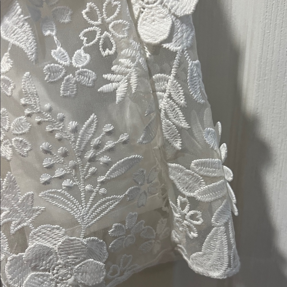 Preowned Janie and Jack White Lace Floral Dress Flower Girl Formal size 12 - Picture 6 of 12